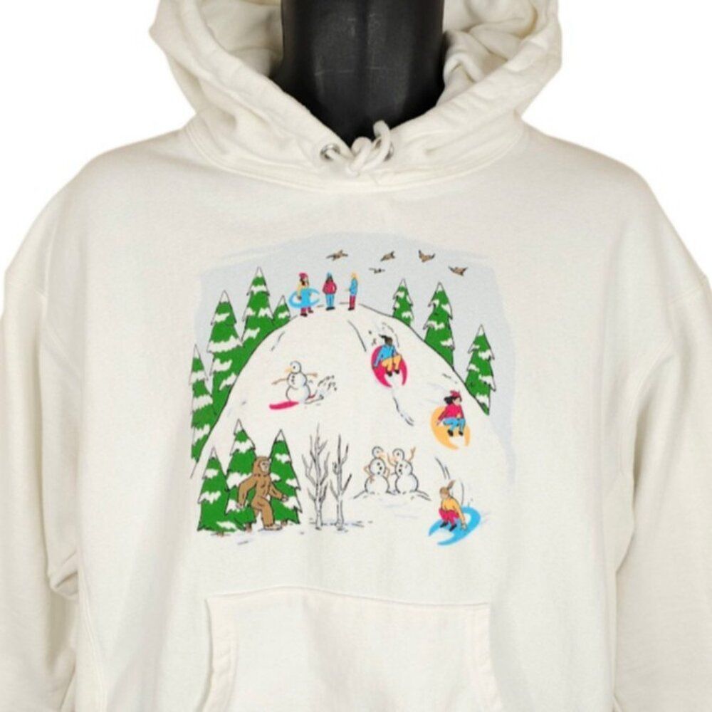 Champion Reverse Weave Ski Sweatshirt Hoodie Womens Size XL White Sasquatch